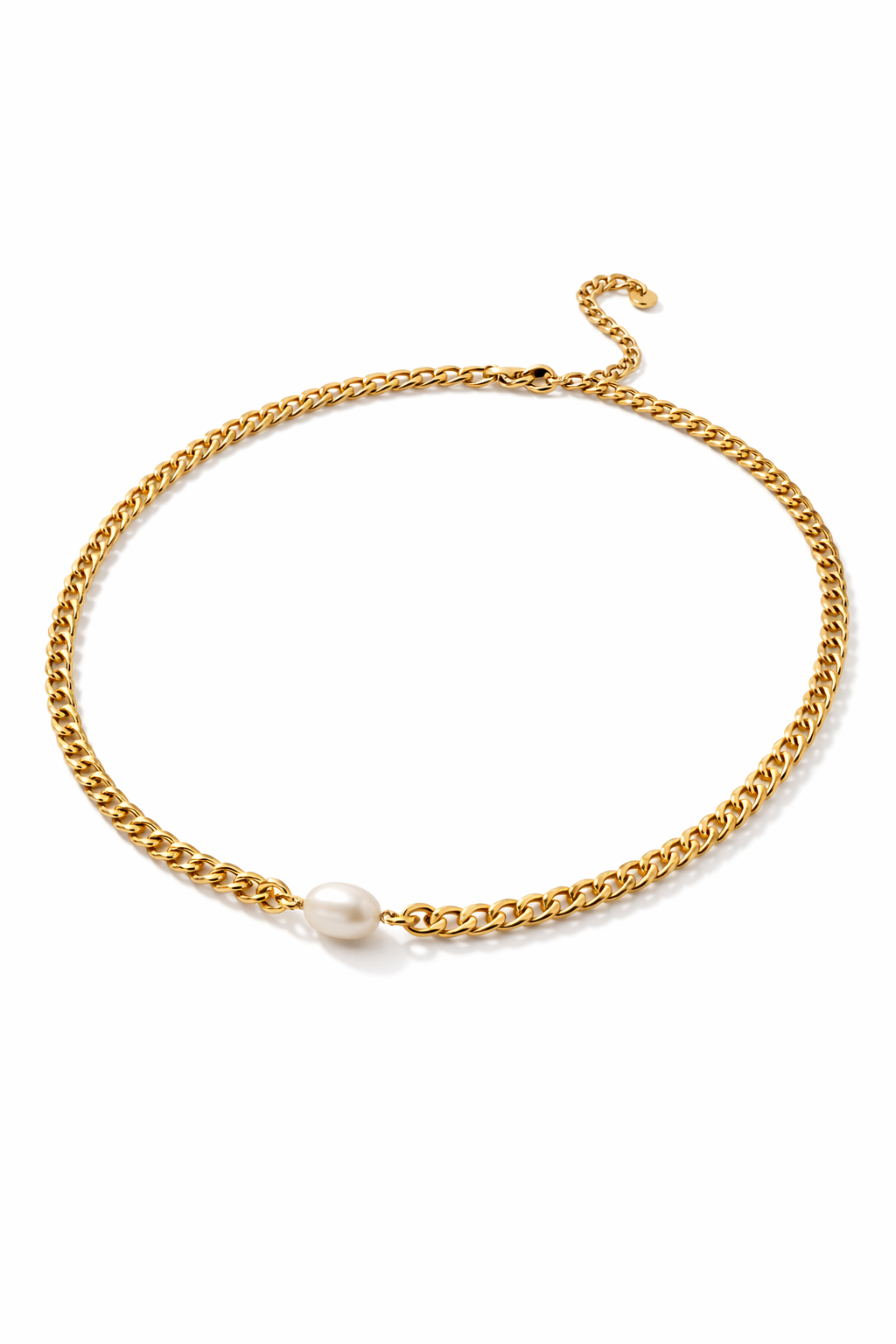 Sol Pearl - Steel Necklace with Central Pearl