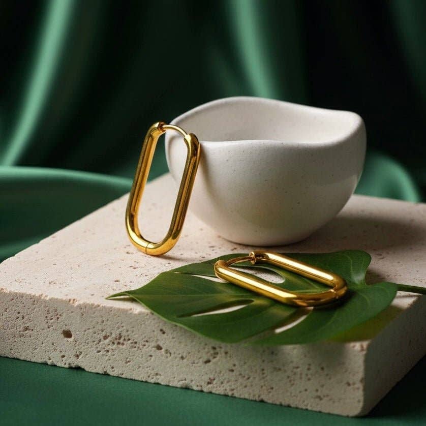 Minimalist Gold Edges - Rectangular Earrings