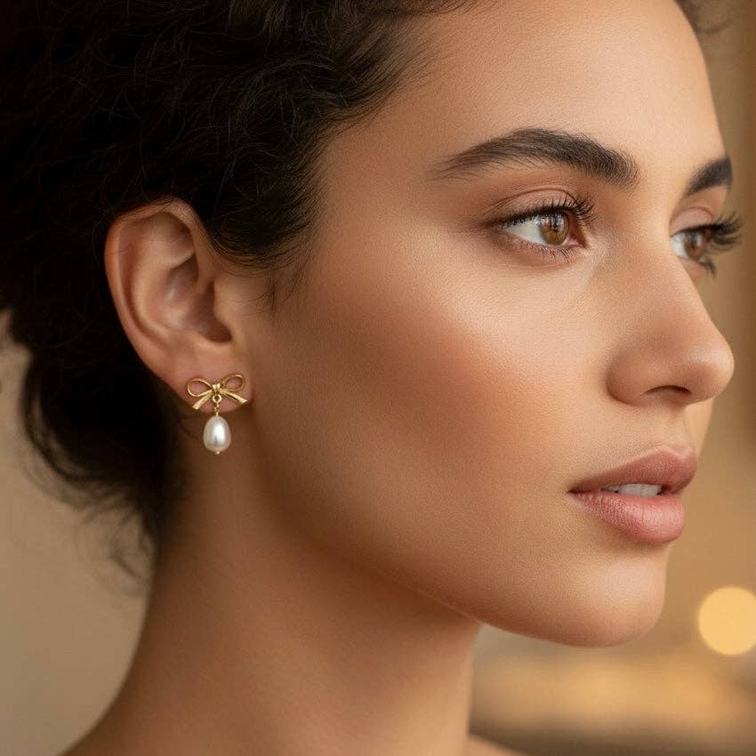 FIOCCO - Gold-plated earrings with River Pearl