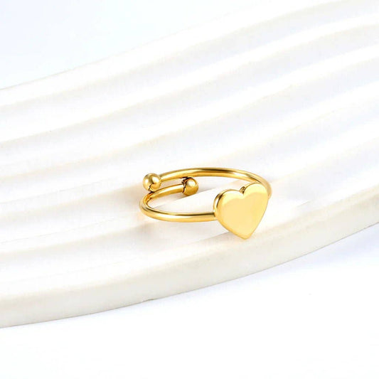 CORA - heart ring in gold-plated waterproof steel