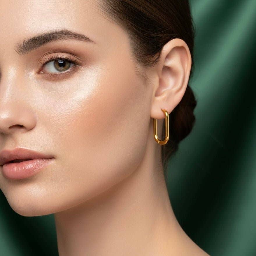 Minimalist Gold Edges - Rectangular Earrings