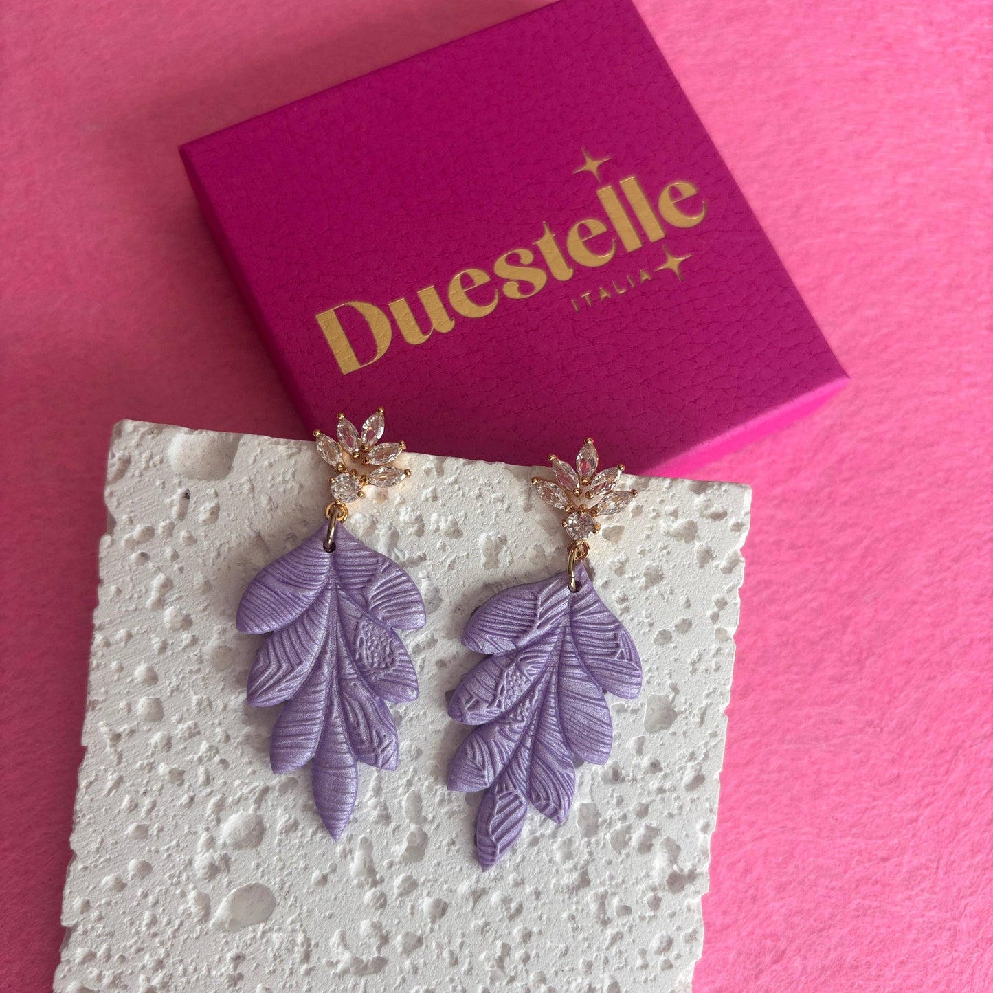 Liria - Leaf Statement Earrings: Viola