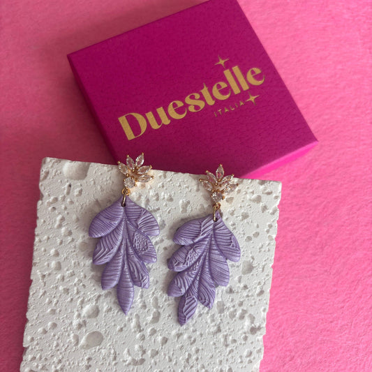 Liria - Leaf Statement Earrings: Viola