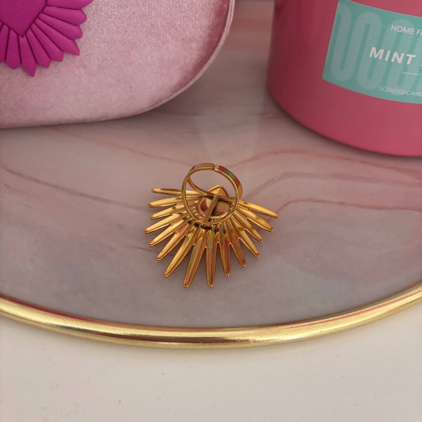 SUNRAY - Adjustable Fuchsia Ring – 18K Gold-Plated Steel