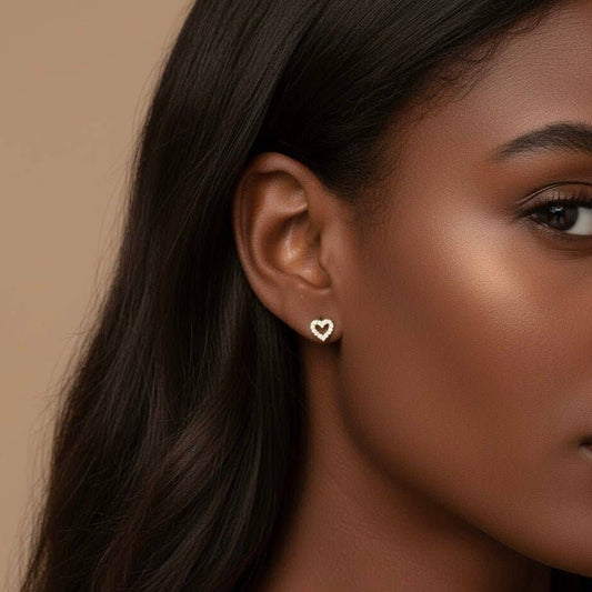 Heart lobe earrings with zircons