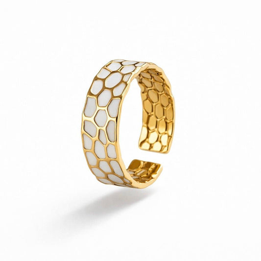 Lumera – Adjustable ring in 18K gold-plated steel, modern minimal design