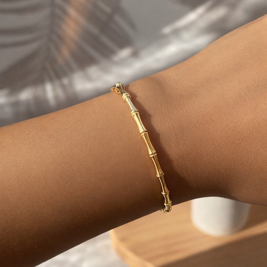 Bamboo Glow Bangle – Waterproof gold-plated bangle