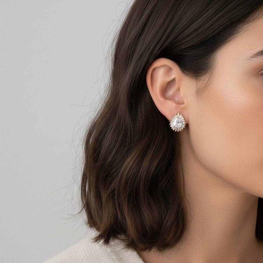 Maeva – 18K gold-plated stud earrings with zircons