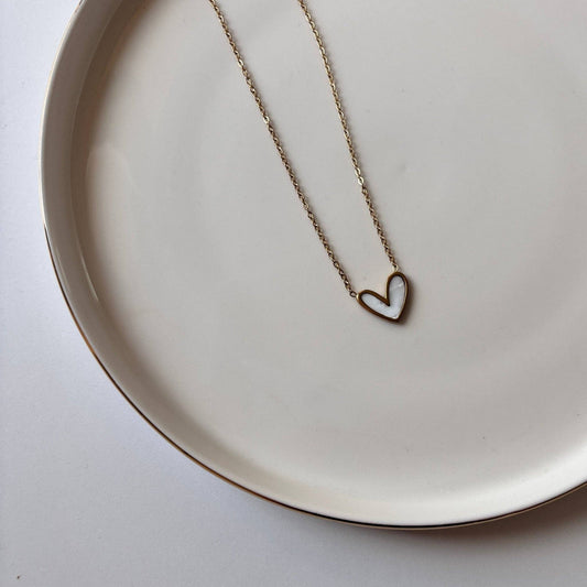 Heart’s Essence - White Gold Heart Necklace - Waterproof